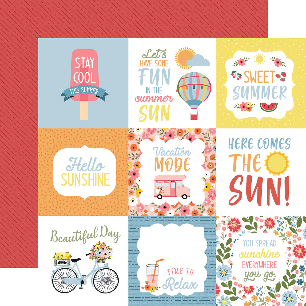 Echo Park - Here Comes The Sun - 12x12 Single Sheet / 4x4 Journaling Cards