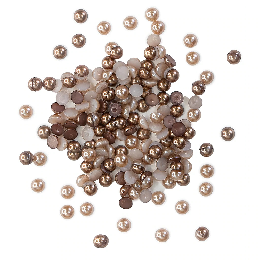 Buttons Galore & More - Shaker Embellishments - Half Pearlz - Taupe / HPZ109