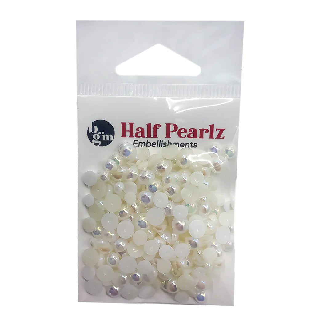 Buttons Galore & More - Shaker Embellishments - Half Pearlz - Snow Capped / HPZ207