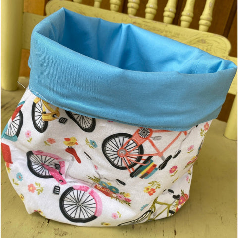 Country Craft Creations - Fabric Desk Top Garbage Bin - Bicycles
