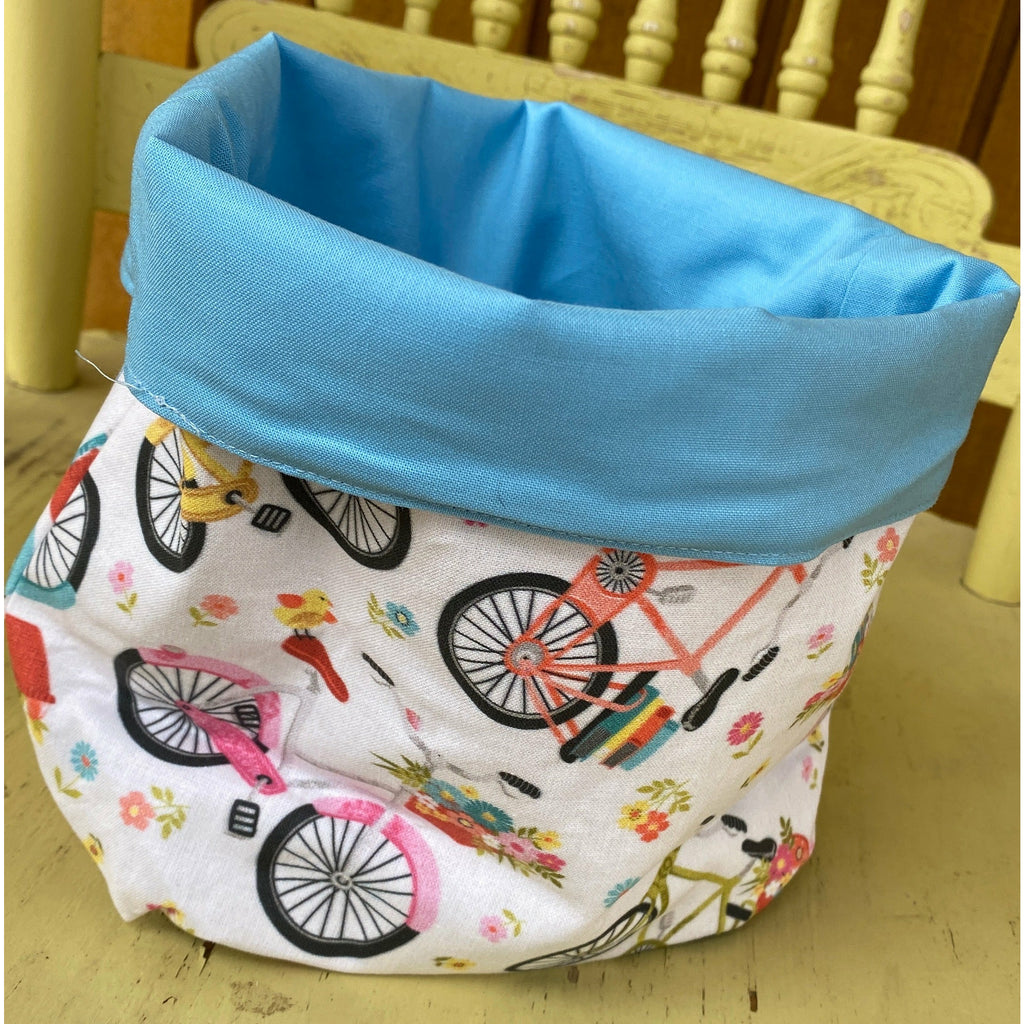 Country Craft Creations - Fabric Desk Top Garbage Bin - Bicycles