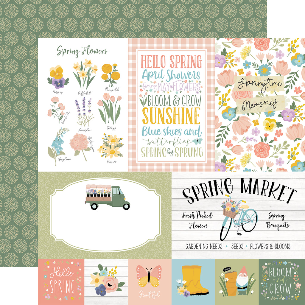 Echo Park - It's Spring Time - 12x12 Single Sheet / 4x6 Journaling Cards