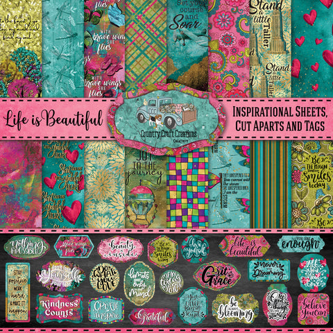 Country Craft Creations - Life is Beautiful - 28 12x12 sheets  - Cotton Bristol