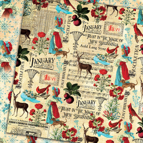 Country Craft Creations - Remember the Time Calendar Collection - 12x12 - Cotton Bristol