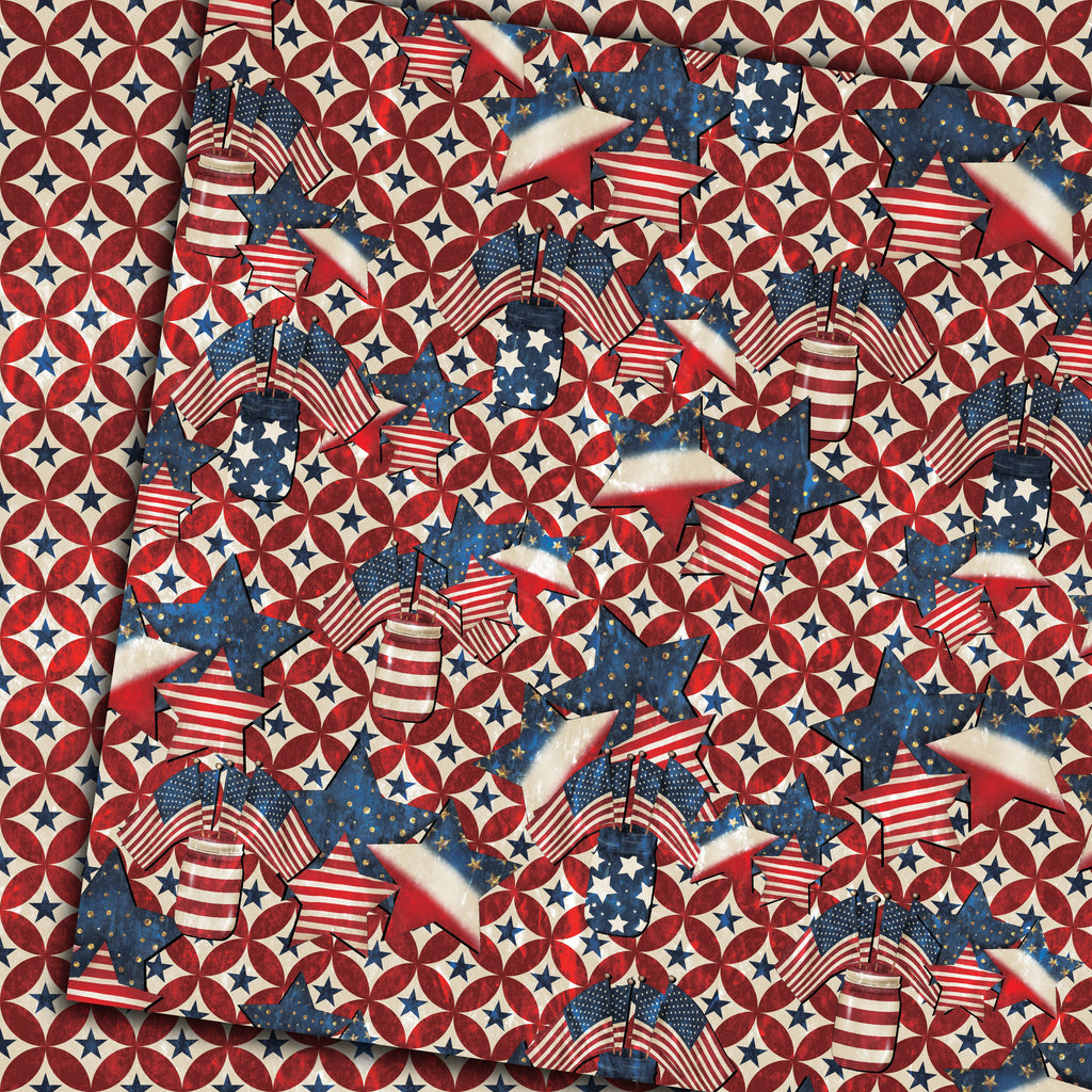 Country Craft Creations - Stars and Stripes - 28 8x8 sheets  - Cotton Bristol