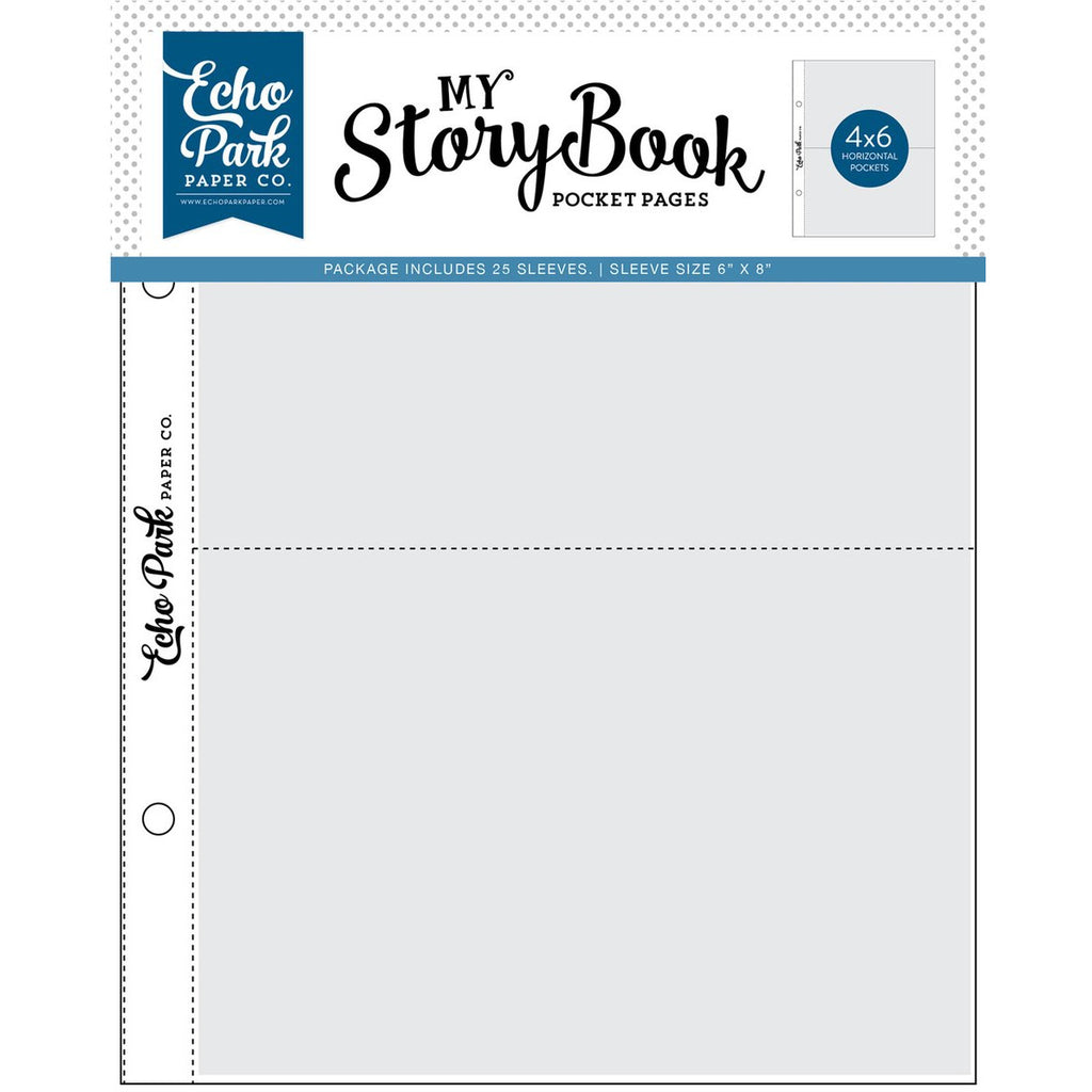Echo Park - My Story Book Pocket Pages - 6x8 Pocket Page - 4x6 Pockets - 25 Sheet Pack