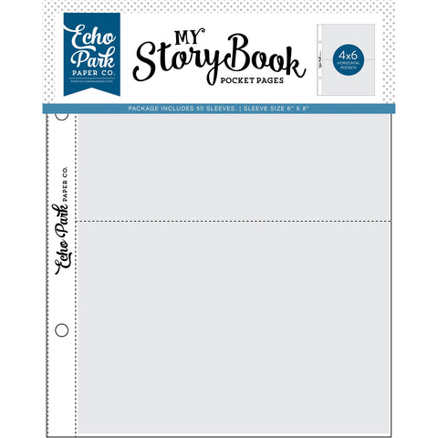 Echo Park - My Story Book Pocket Pages - 6x8 Pocket Pages - 4x6 Pockets - 50 Sheet Pack