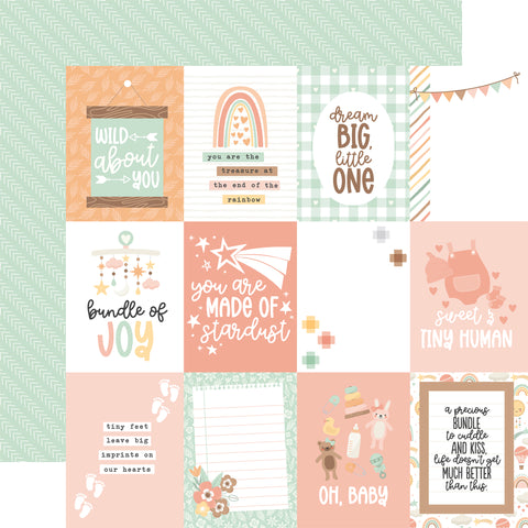 Echo Park - Our Baby Girl - 12x12 Single Sheet / 3x4 Journaling Cards