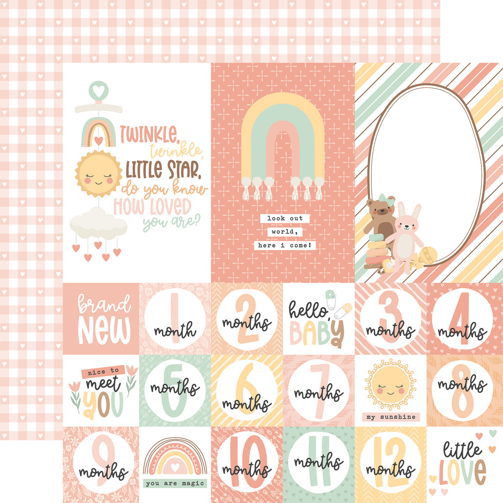 Echo Park - Our Baby Girl - 12x12 Single Sheet / Multi Journaling Cards