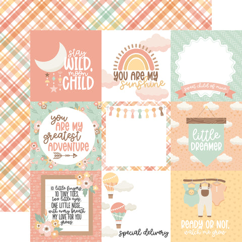 Echo Park - Our Baby Girl - 12x12 Single Sheet / 4x4 Journaling Cards