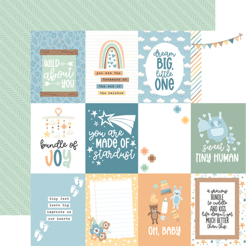 Echo Park - Our Baby Boy - 12x12 Single Sheet / 3x4 Journaling Cards