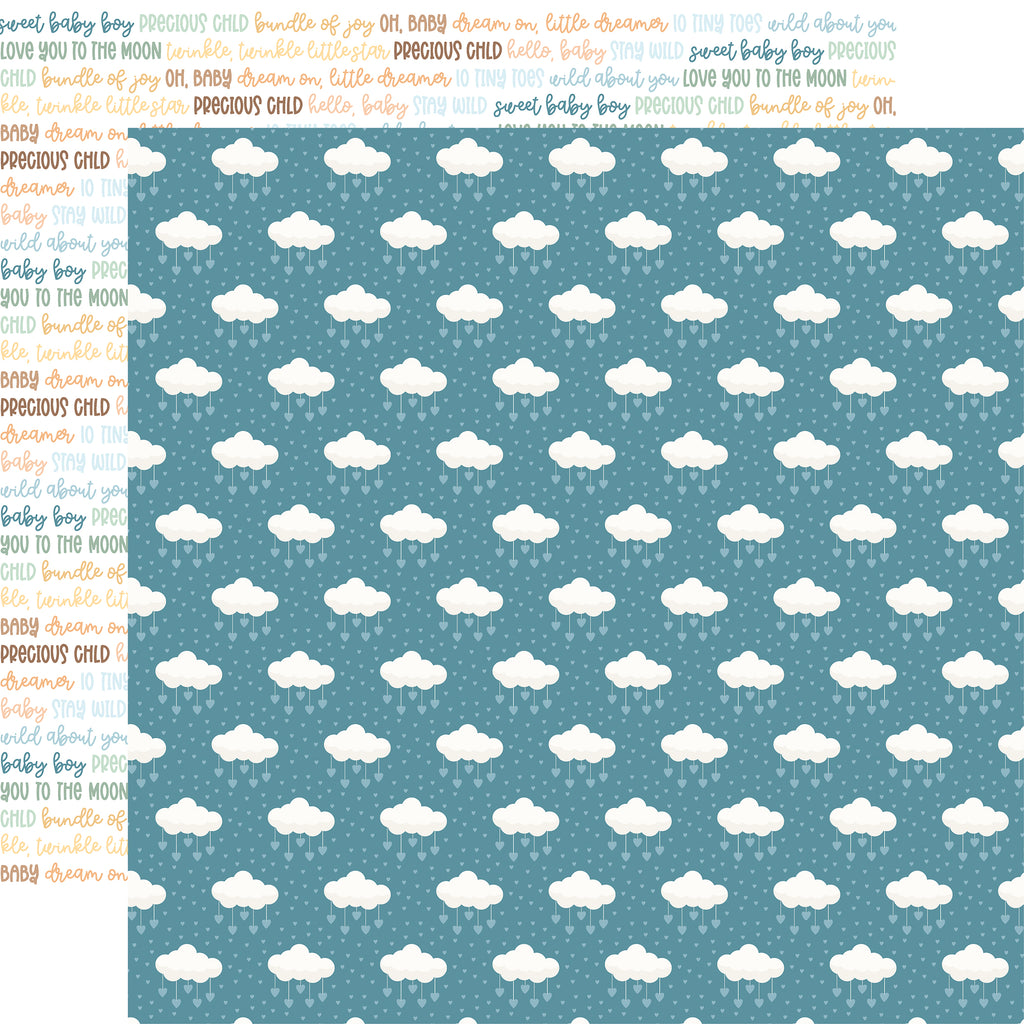 Echo Park - Our Baby Boy - 12x12 Single Sheet / Dreamy Clouds