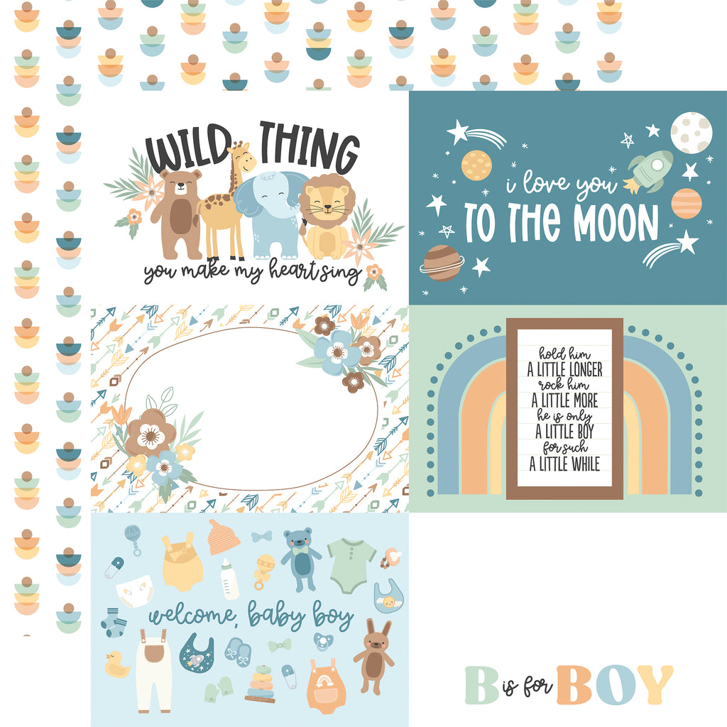 Echo Park - Our Baby Boy - 12x12 Single Sheet / 6x4 Journaling Cards