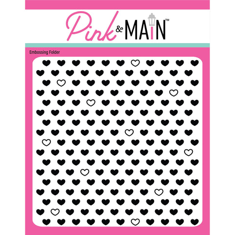 Pink & Main - 6x6 Embossing Folder - Many Hearts