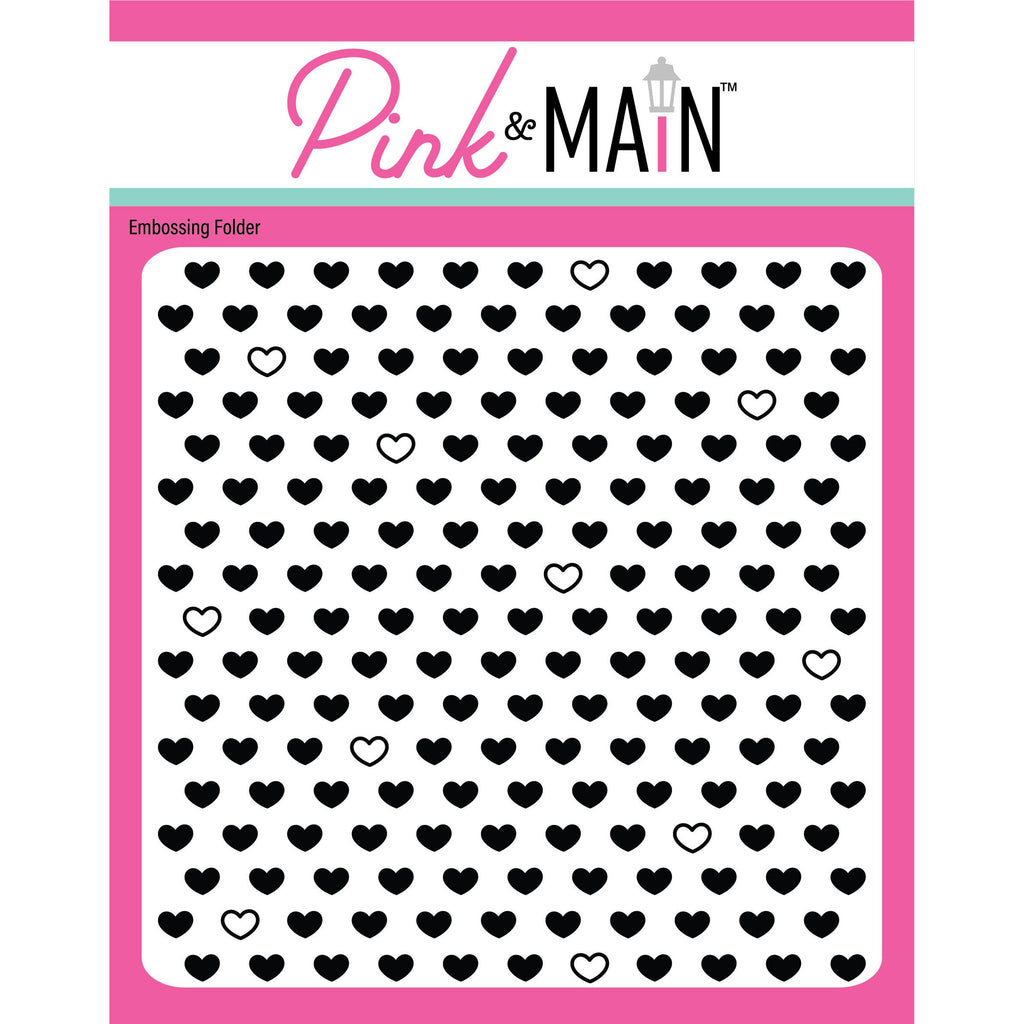 Pink & Main - Embossing Folder - 6x6 Many Hearts