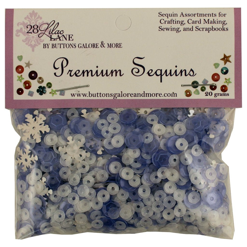 Buttons Galore & More - Shaker Embellishments - Sequin in Cello Bags - Snowflake Sequins PS711