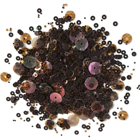 Buttons Galore & More - Shaker Embellishments - Sequin in Cello Bags - Sequins - Coffee / PS750