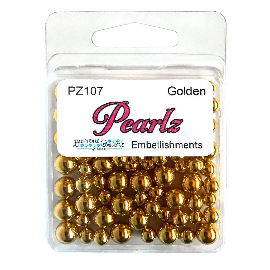 Buttons Galore & More - Shaker Embellishments - Pearlz - Golden/PZ107