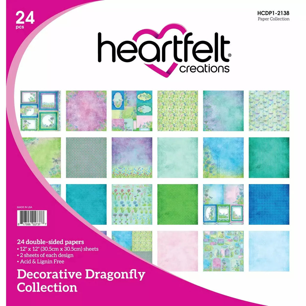 Heartfelt Creations - Decorative Dragonfly Collection - 12x12 Paper Collection / 2138