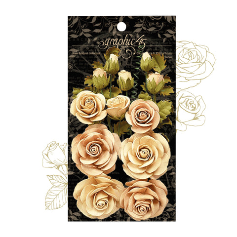 G45 - Rose Bouquet Collection - Classic Ivory & Natural Linen