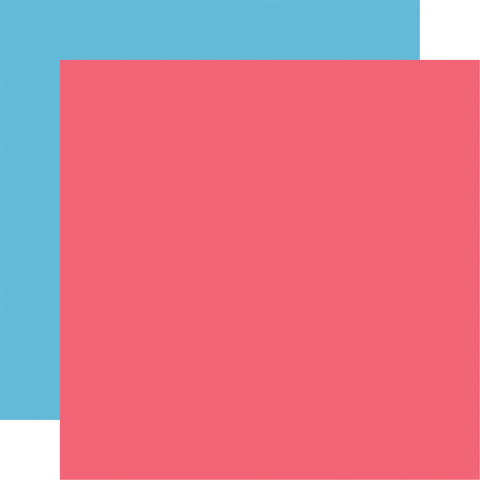 Echo Park - Sun Kissed - 12x12 Single Sheet - Coordinating Solids - Pink/Dk Blue