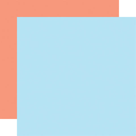 Echo Park - Sun Kissed - 12x12 Single Sheet - Coordinating Solids - Lt Blue/Coral