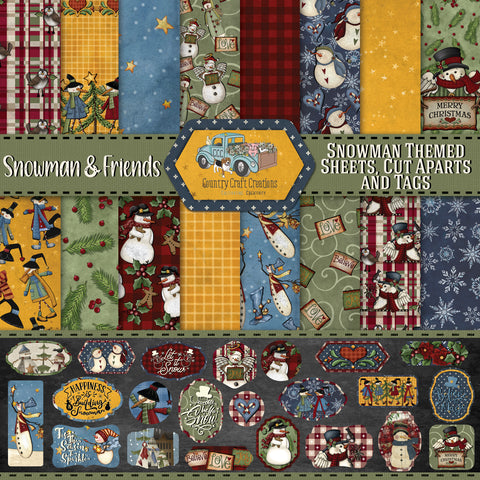 Country Craft Creations - Snowman & Friends - 8x8 - Cotton Bristol