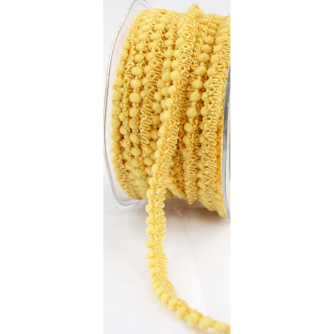 Ribbon - 3/8 inch Mini Pom Pom / Yellow