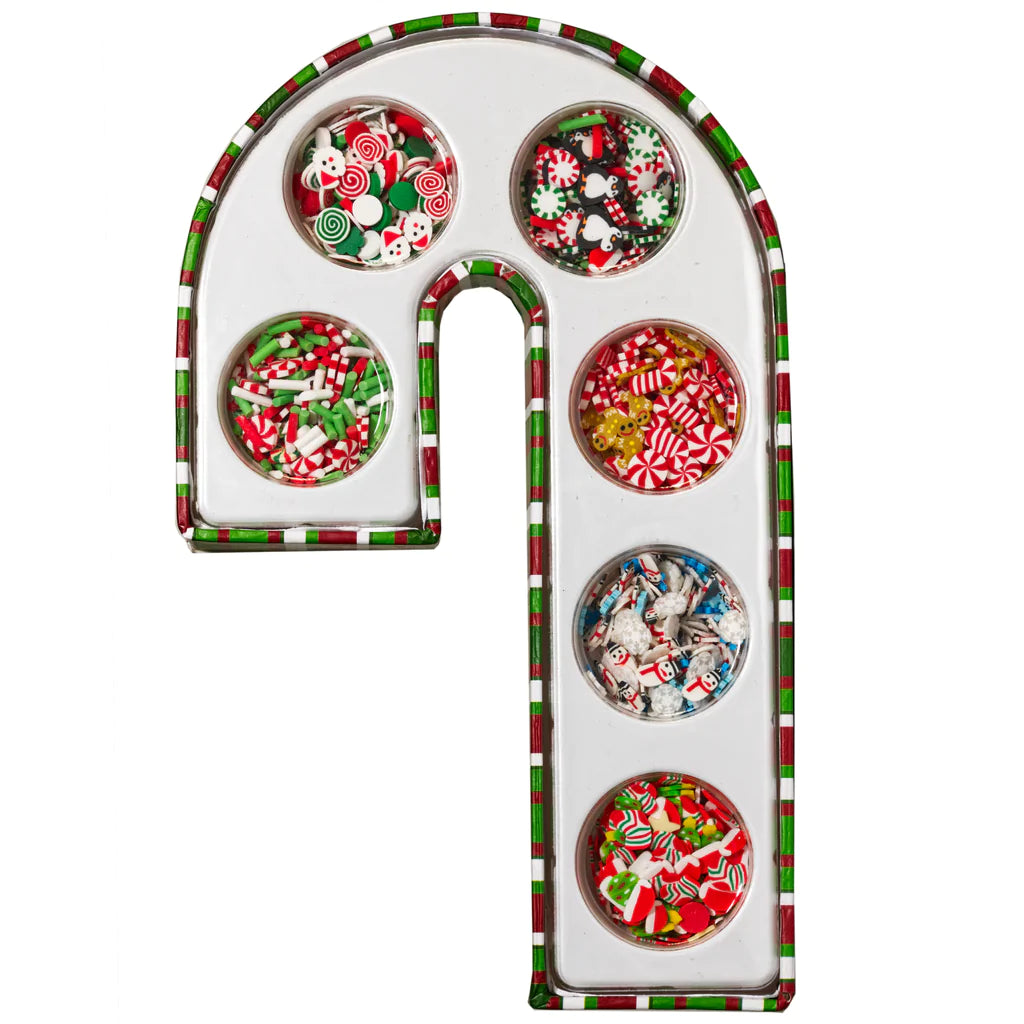 Buttons Galore & More - Shaker Embellishments - Candy Cane Gift Box Assorted Sprinkletz / CCBNK