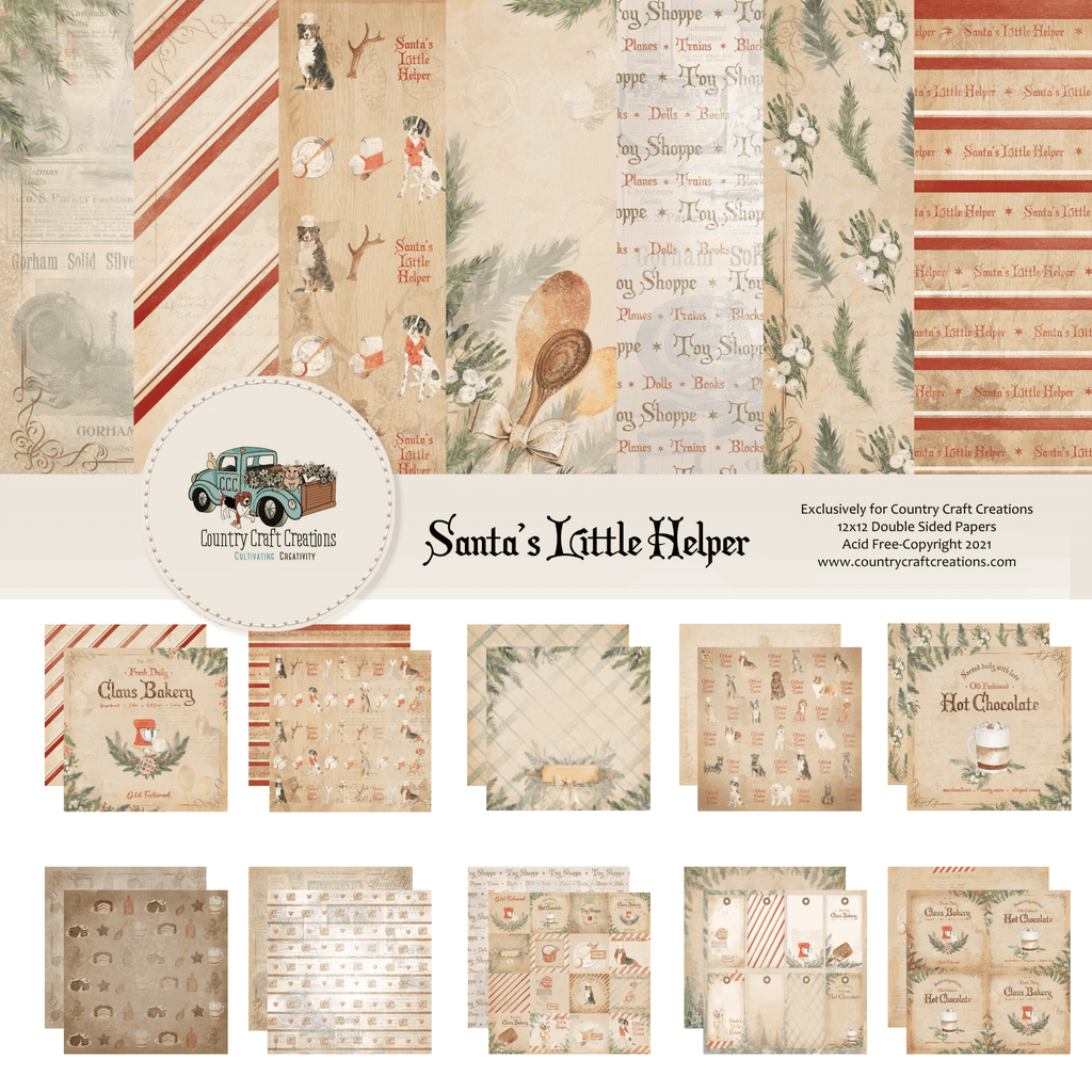 Country Craft Creations - Santa's Little Helper - 28 12x12 sheets  - Cotton Bristol