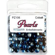 Buttons Galore & More - Shaker Embellishments - Pearlz - Cobalt/PZ106