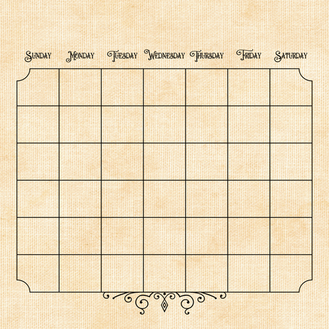 Country Craft Creations - Remember the Time Calendar Blank Sheet - 12x12 - Single Sheets