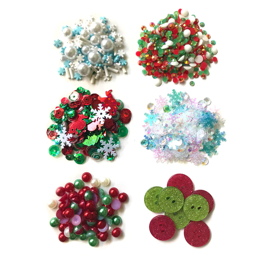 Buttons Galore & More - Shaker Embellishments - Candy Cane Gift Box Assorted Embellishments / CCBASST