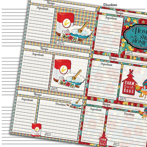 Country Craft Creations - Sweet Southern Mess Recipe Cards - 12x12 - Sheet B - Cotton Bristol