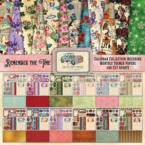 Country Craft Creations - Remember the Time Calendar Collection - 12x12 - Cotton Bristol